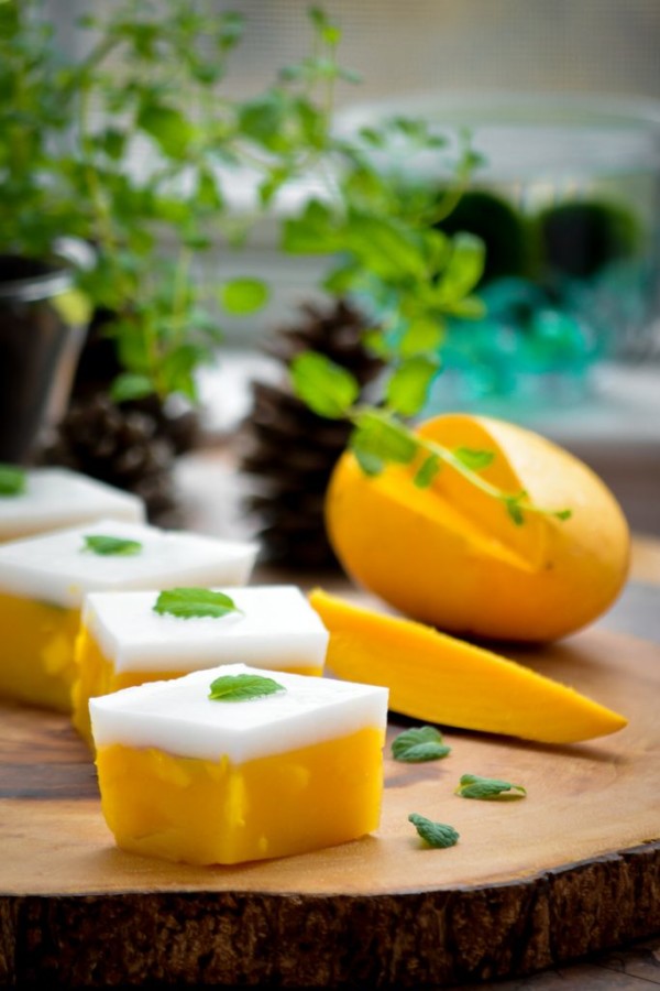 Exotic mango coconut jelly cubes Marielle Alix
